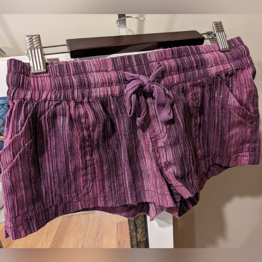 Rip curl Purple and silver stripe Elastic Waist Shorts